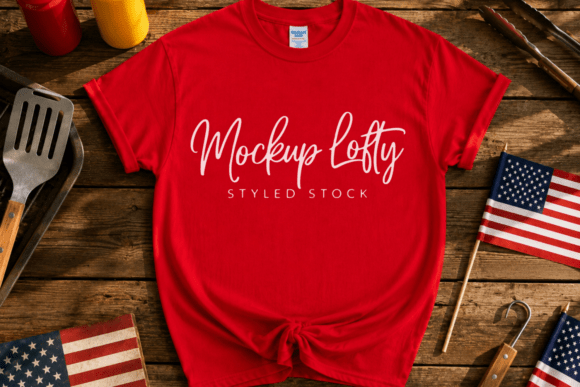 Download 4th of July Gildan 5000 Flat Lay Mockup - Flat lay mockup Collection