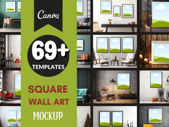 Download 69 Square Wall Art Mockup Graphic Bundle - Wall art Collection