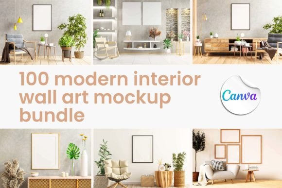 Download 100 Canva Modern Wall Art Mockup Bundle - Wall art Collection