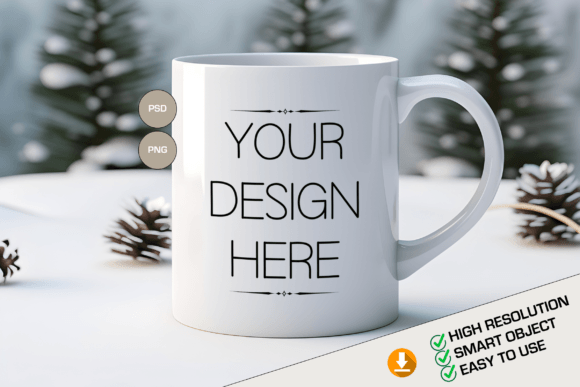 Download Christmas Mug Template, PSD Mug Mockup - Psd mug mockup Collection