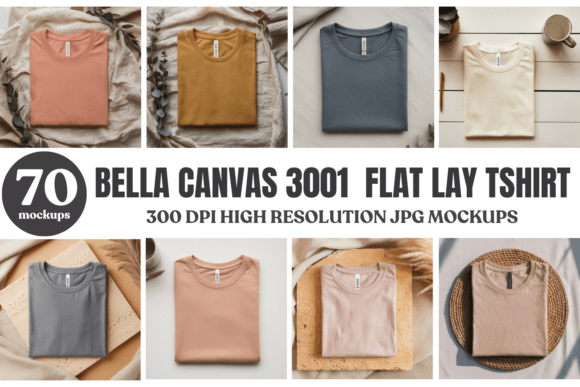 Download Bella Canvas 3001 Flat Lay Mockup Bundle - Flat lay mockup Collection